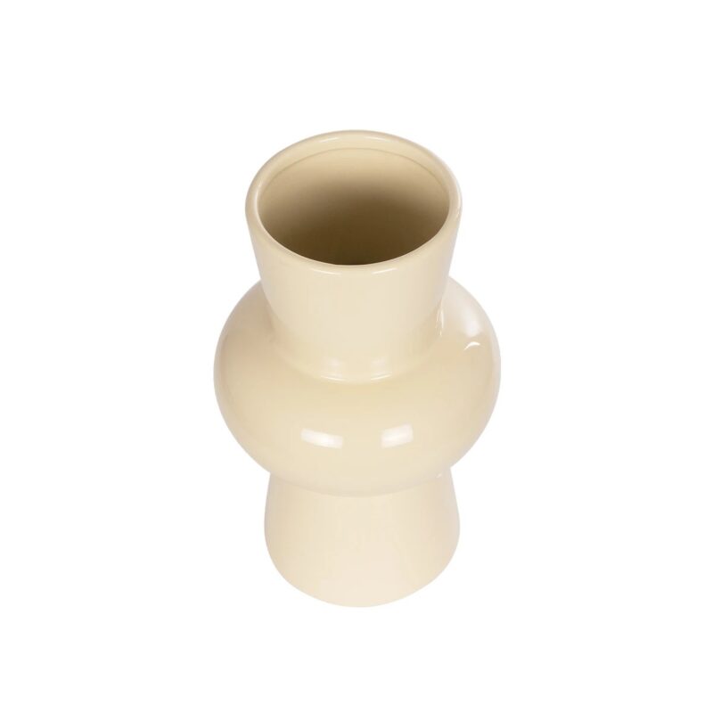GloboStar® Artificial Garden DESERT 21258 Διακοσμητικό Κεραμικό Βάζo Μπεζ Π14 x Μ14 x Υ25 cm