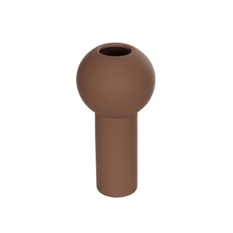 GloboStar® Artificial Garden COSTA RICA 21260 Διακοσμητικό Κεραμικό Βάζo Καφέ Π10 x Μ10 x Υ21cm
