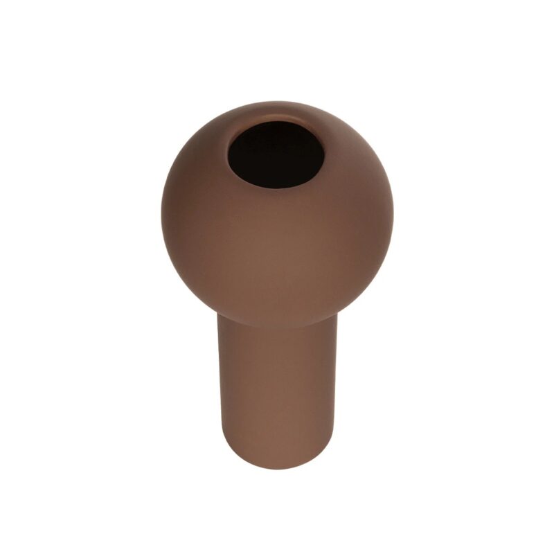 GloboStar® Artificial Garden COSTA RICA 21260 Διακοσμητικό Κεραμικό Βάζo Καφέ Π10 x Μ10 x Υ21cm