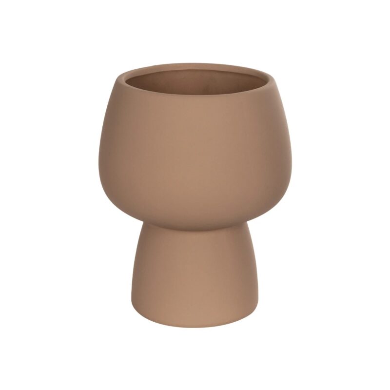 GloboStar® Artificial Garden AMBER 21269 Διακοσμητικό Κεραμικό Βάζo Καφέ Π17 x Μ17 x Υ20cm