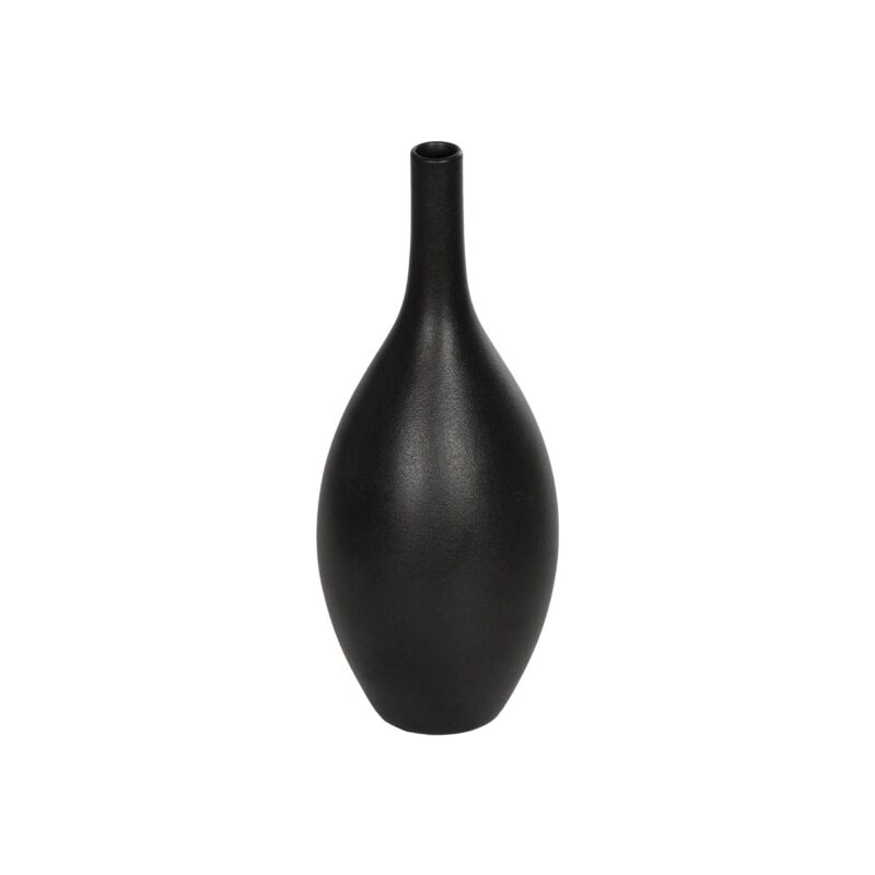 GloboStar® Artificial Garden OLRANDO 21273 Διακοσμητικό Κεραμικό Βάζo Μαύρο Π8 x Μ8 x Υ20cm