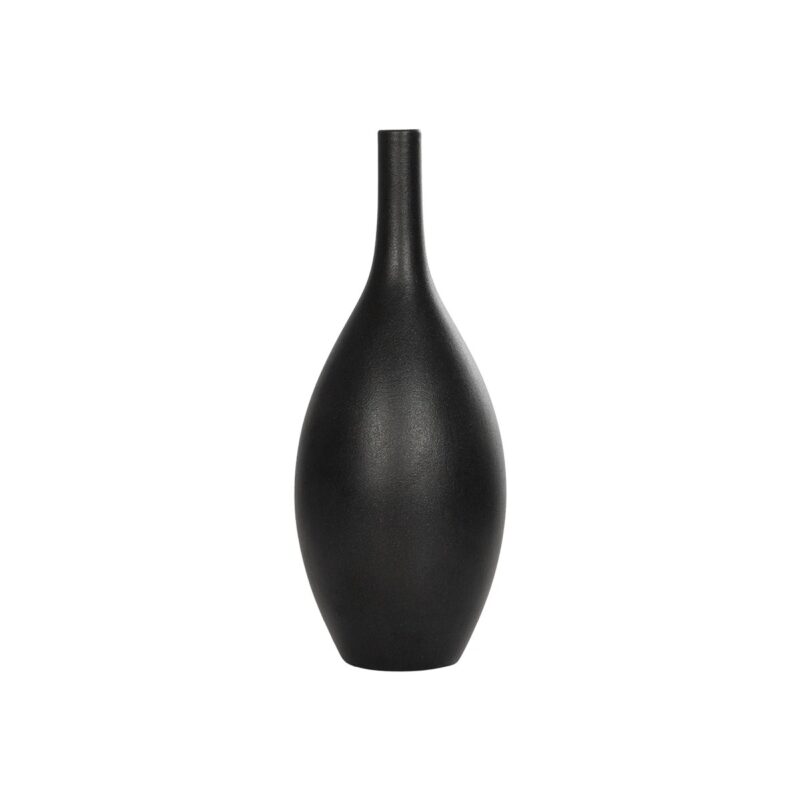 GloboStar® Artificial Garden OLRANDO 21273 Διακοσμητικό Κεραμικό Βάζo Μαύρο Π8 x Μ8 x Υ20cm