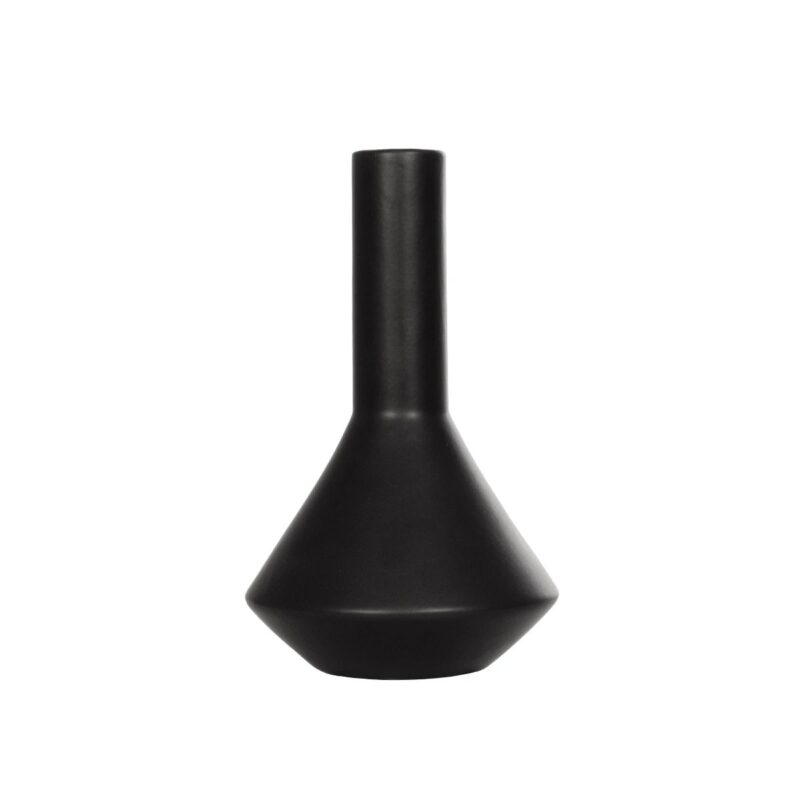 GloboStar® Artificial Garden CANNOLI 21280 Διακοσμητικό Κεραμικό Βάζo Μαύρο Π13 x Μ13 x Υ20cm