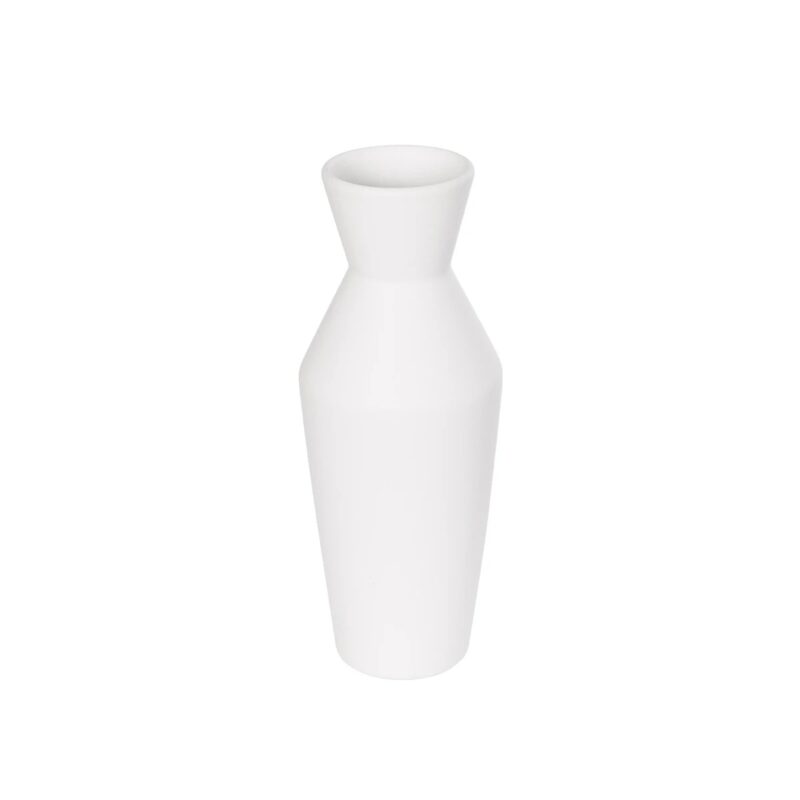 GloboStar® Artificial Garden MALVINA 21285 Διακοσμητικό Κεραμικό Βάζo Λευκό Π10 x Μ10 x Υ24cm