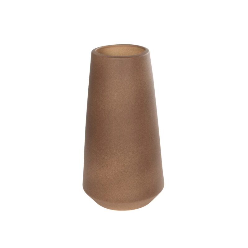 GloboStar® Artificial Garden PORTO 21288 Διακοσμητικό Κεραμικό Βάζο Καφέ Μ11 x Π11 x Υ20cm