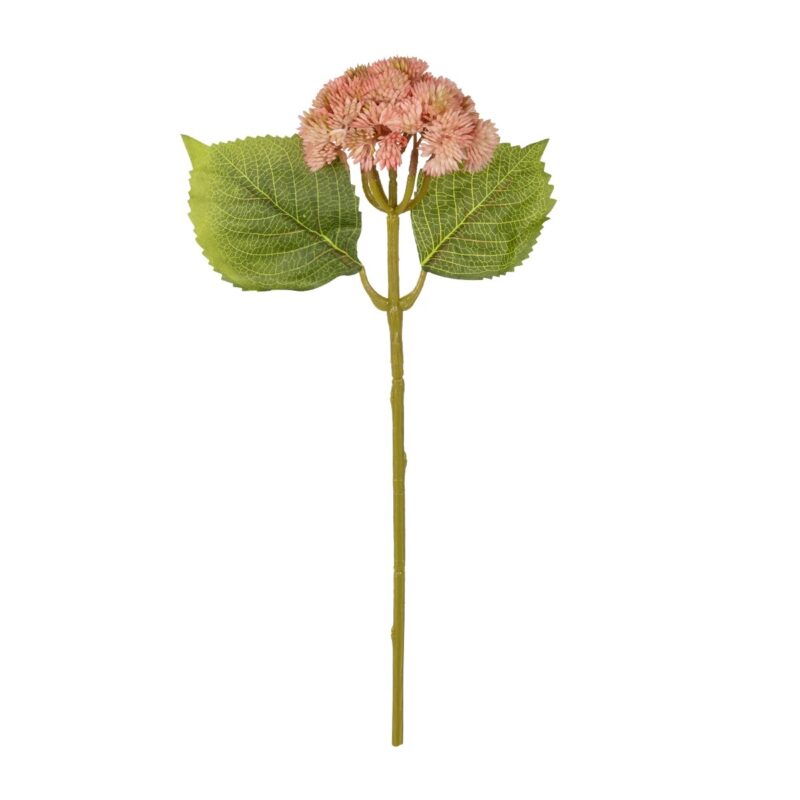 GloboStar® Artificial Garden SALMON SEDUM BRANCH 21337 Τεχνητό Διακοσμητικό Κλαδί Ροζ Σέδο Y38cm