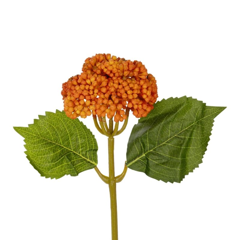 GloboStar® Artificial Garden ORANGE SEDUM BRANCH 21338 Τεχνητό Διακοσμητικό Κλαδί Πορτοκαλί Σέδο Y38cm