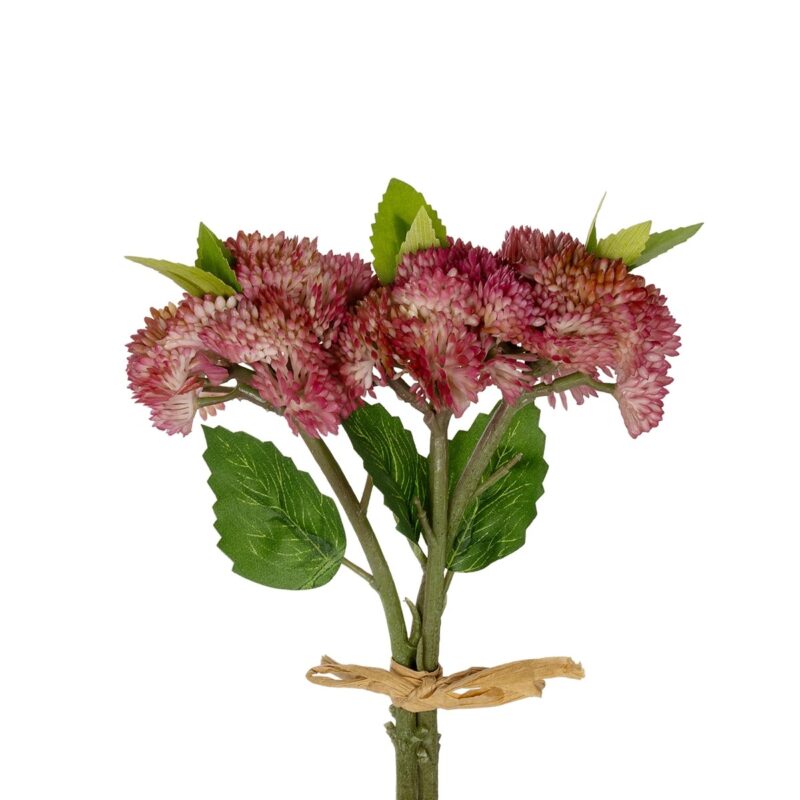 GloboStar® Artificial Garden HOT PINK SEDUM BOUQUET 21347 Τεχνητό Διακοσμητικό Μπουκέτο Ροζ Σέδο Y30cm