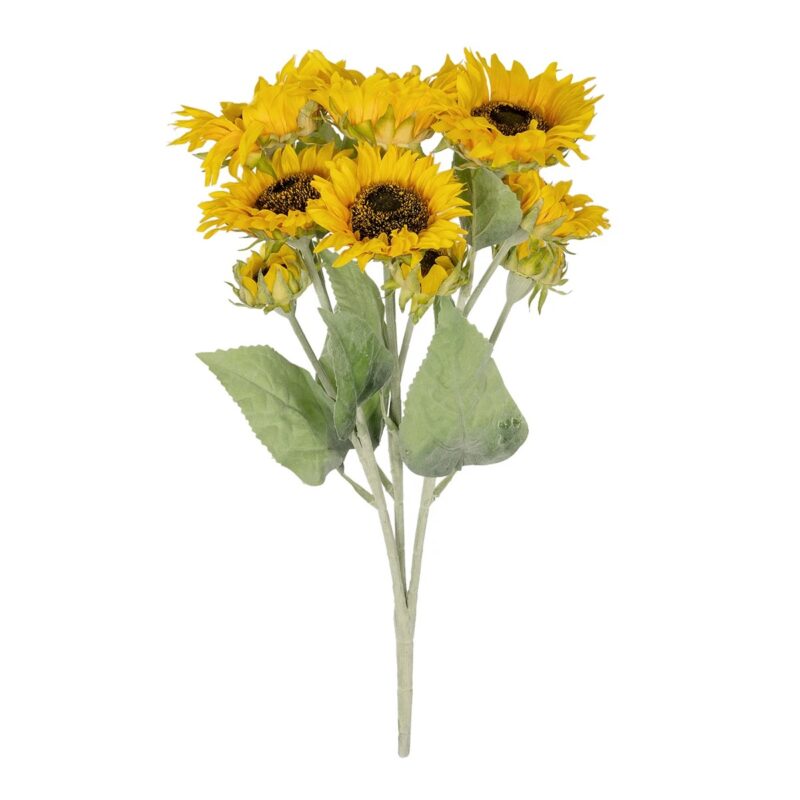 GloboStar® Artificial Garden YELLOW SUNFLOWER BRANCH 21382 Τεχνητό Διακοσμητικό Κλαδί Ηλιοτρόπιο Κίτρινο Y55cm