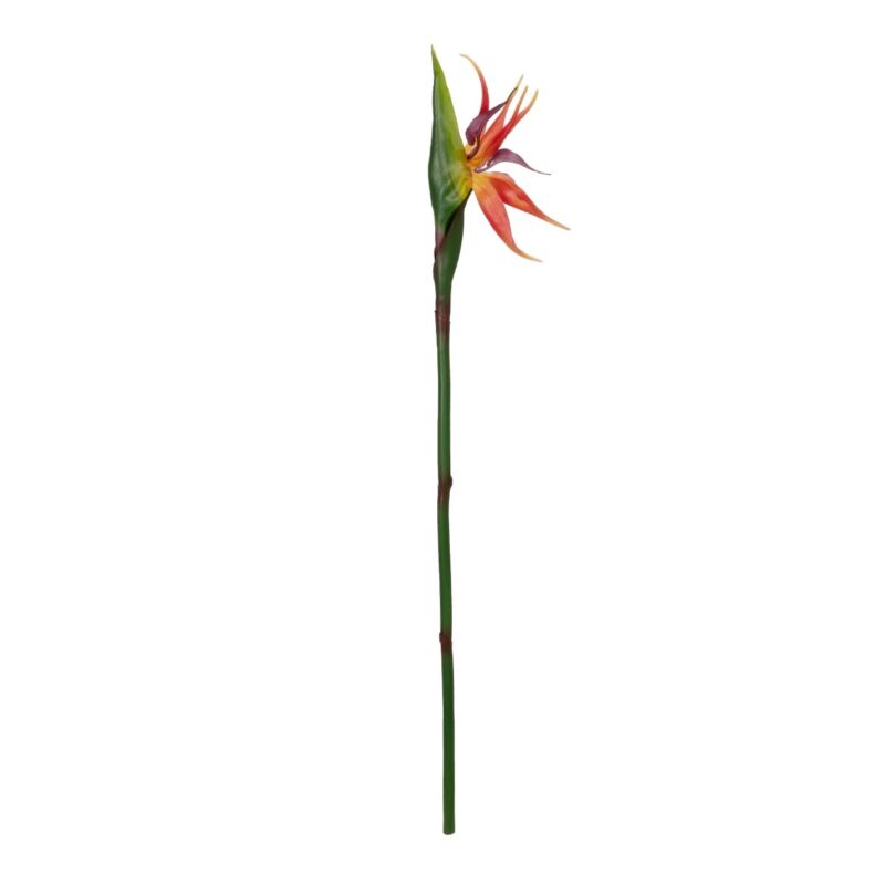 GloboStar® Artificial Garden ORANGE STELIZIA BRANCH 21399 Τεχνητό Διακοσμητικό Κλαδί  Πορτοκαλί Στρελίτζια Y82cm