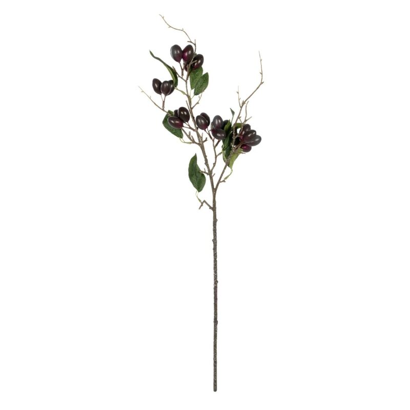 GloboStar® Artificial Garden OLIVE FRUIT BRANCH 21449 Τεχνητό Διακοσμητικό Κλαδί Ελίας Y70cm