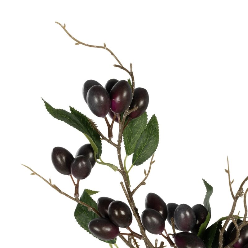 GloboStar® Artificial Garden OLIVE FRUIT BRANCH 21449 Τεχνητό Διακοσμητικό Κλαδί Ελίας Y70cm