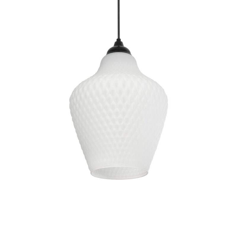 GLOBOSTAR® SKLO 206-0023 Μοντέρνο Κρεμαστό Φωτιστικό Οροφής με Ντουί 1 x E27 AC 220-240V IP20 – Λευκό – Μ22 x Π22 x Υ31cm