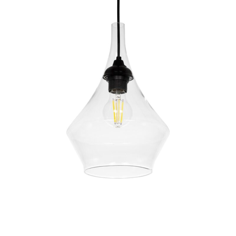GLOBOSTAR® BALU 206-0042 Μοντέρνο Κρεμαστό Φωτιστικό Οροφής με Ντουί 1 x E27 AC 220-240V IP20 – Διάφανο – Μ20 x Π20 x Υ31cm