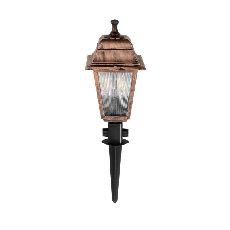 GloboStar® SOLME 203-0218 Vintage Καρφωτό Φωτιστικό Φαναράκι Μονόφωτο 1 x E27 IP44 Χάλκινο & Διάφανο Πλαστικό – Μ22 x Π22 x Υ35cm