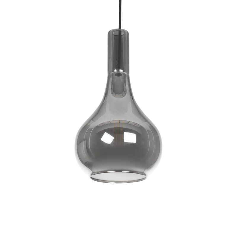 GLOBOSTAR® ΤΟΝΕ 206-0034 Μοντέρνο Κρεμαστό Φωτιστικό Οροφής με Ντουί 1 x E27 AC 220-240V IP20 – Μαύρο Φιμέ – Μ20 x Π20 x Υ36cm