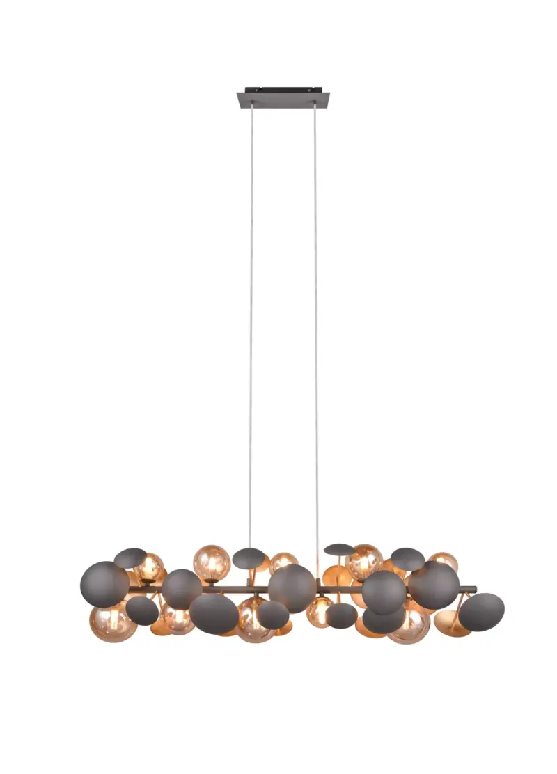 Κρεμαστό Φωτιστικό Ράγα BUBBLE Trio Lighting 10xG9 Ανθρακί Μέταλλο και Γυαλί – 317401042
