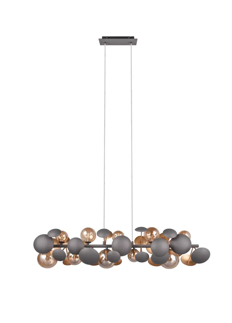 Κρεμαστό Φωτιστικό Ράγα BUBBLE Trio Lighting 10xG9 Ανθρακί Μέταλλο και Γυαλί – 317401042