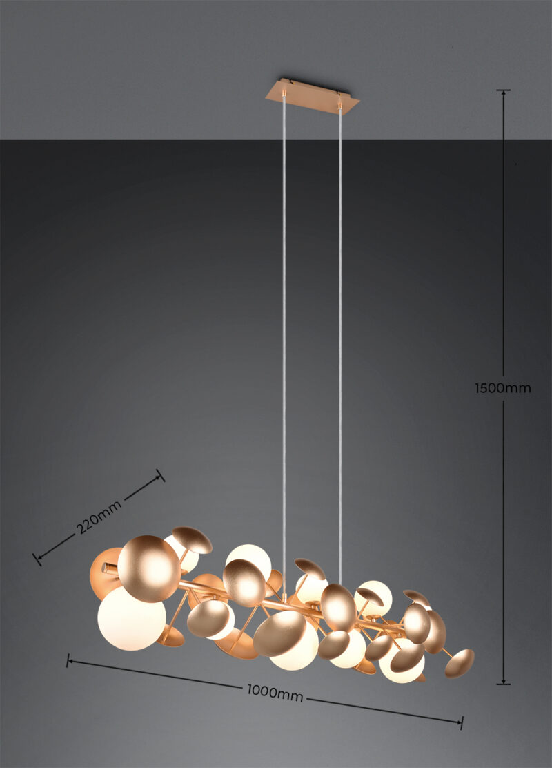 Κρεμαστό Φωτιστικό Ράγα BUBBLE Trio Lighting 10xG9 Χρυσαφί Μέταλλο και Γυαλί – 317401079