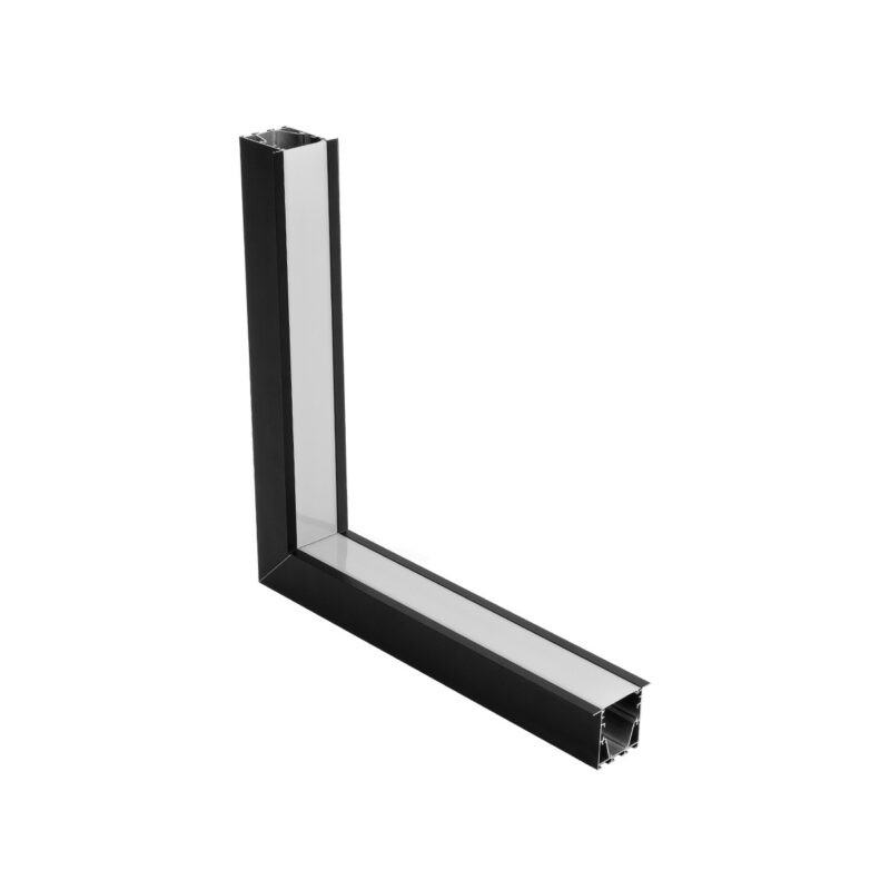 GLOBOSTAR® ALP-CORNER-IN90 RECESSA 61792 Χωνευτό Προφίλ Αλουμινίου Γωνία με Λευκό Γαλακτερό Πατητό Κάλυμμα για Ταινίες LED IP20 – Μαύρο Ματ – Μ30 x Π3.5 x Υ4cm