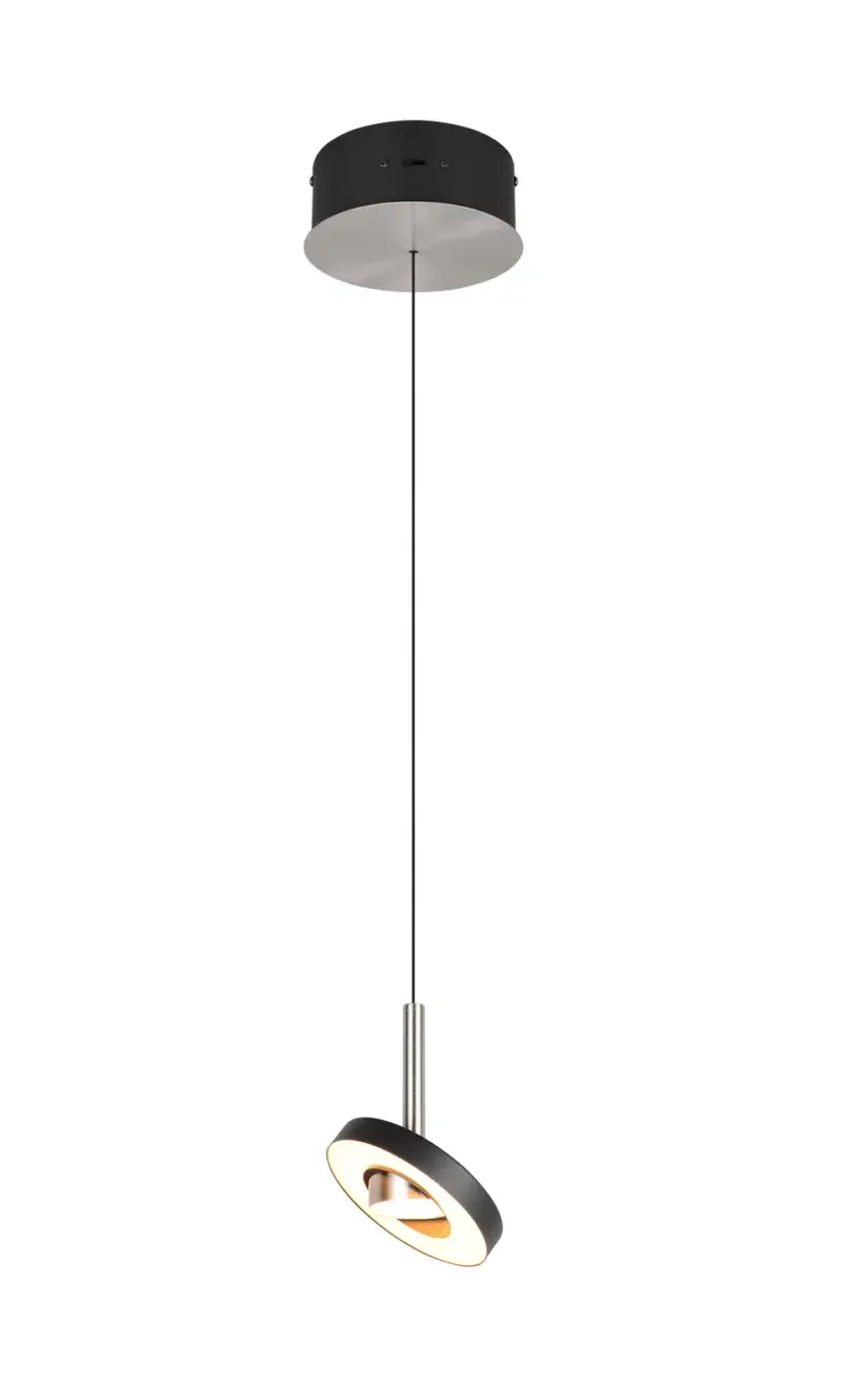 Trio Lighting – 334410107 GUANO Κρεμαστό Φωτιστικό Σποτ LED 8W 850lm Step Dimmable CCT Μαύρο & Νίκελ Ματ