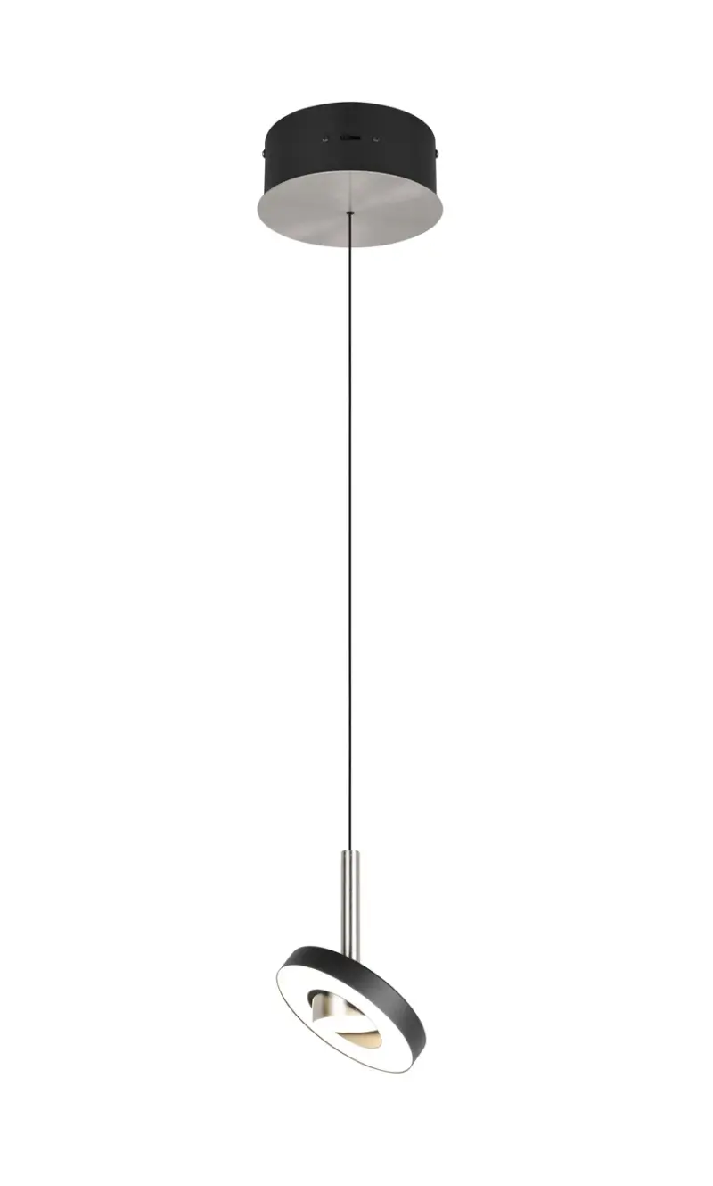Trio Lighting – 334410107 GUANO Κρεμαστό Φωτιστικό Σποτ LED 8W 850lm Step Dimmable CCT Μαύρο & Νίκελ Ματ