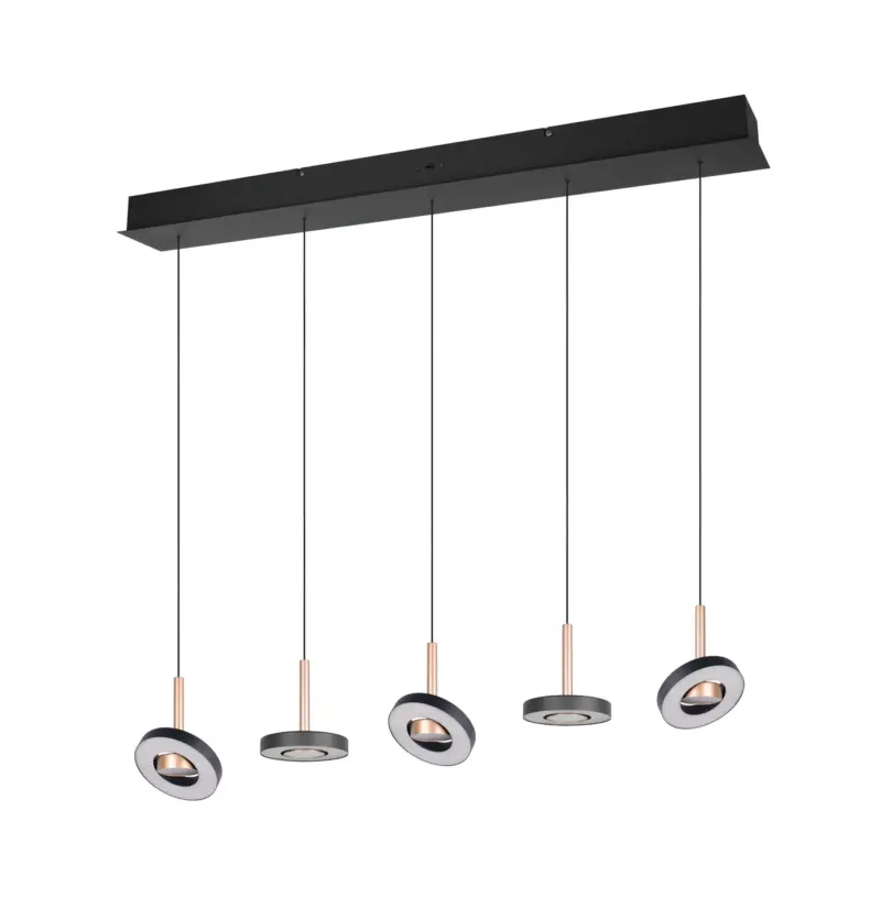Trio Lighting – 334410565 GUANO Κρεμαστό Φωτιστικό Ράγα LED 40W 4250lm Step Dimmable CCT Μαύρο & Καφέ