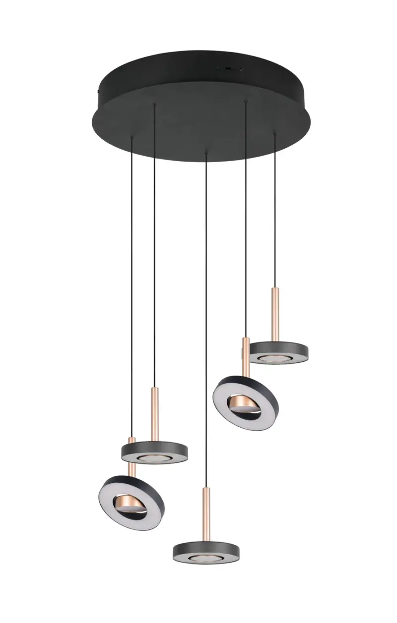 Trio Lighting – 334430565 GUANO Κρεμαστό Φωτιστικό Ροζέτα LED 40W 4250lm Step Dimmable CCT Μαύρο & Καφέ