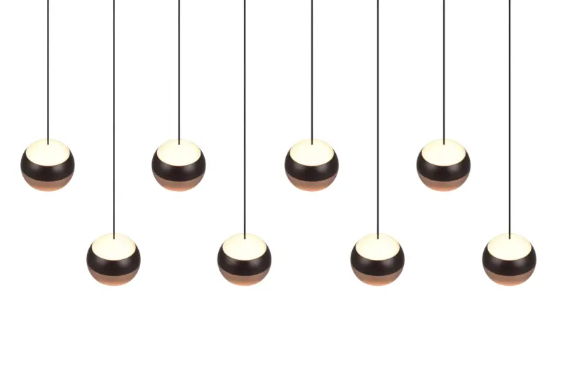 Κρεμαστό Φωτιστικό Ράγα Trio Lighting Μαύρο με 8 Καφέ LED Spot Up-Down 7680lm 2300/3000/4000K Step Dimmable – 344410832