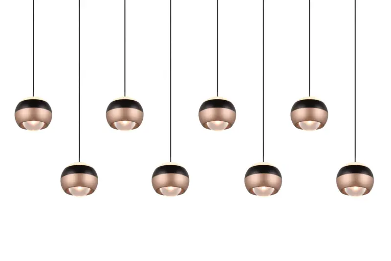 Κρεμαστό Φωτιστικό Ράγα Trio Lighting Μαύρο με 8 Καφέ LED Spot Up-Down 7680lm 2300/3000/4000K Step Dimmable – 344410832