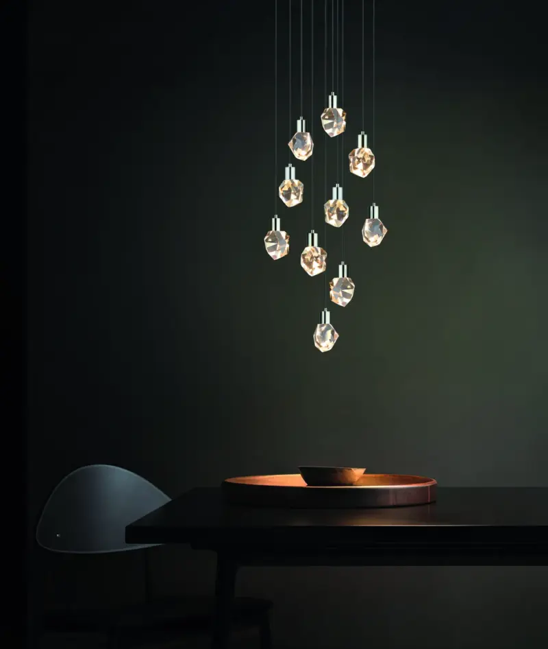 Trio Lighting VERANO – 354510606 Κρεμαστό Φωτιστικό Ροζέτα LED 55W 6600lm CCT Step Dimmable Χρώμιο με 10 Κρύσταλα
