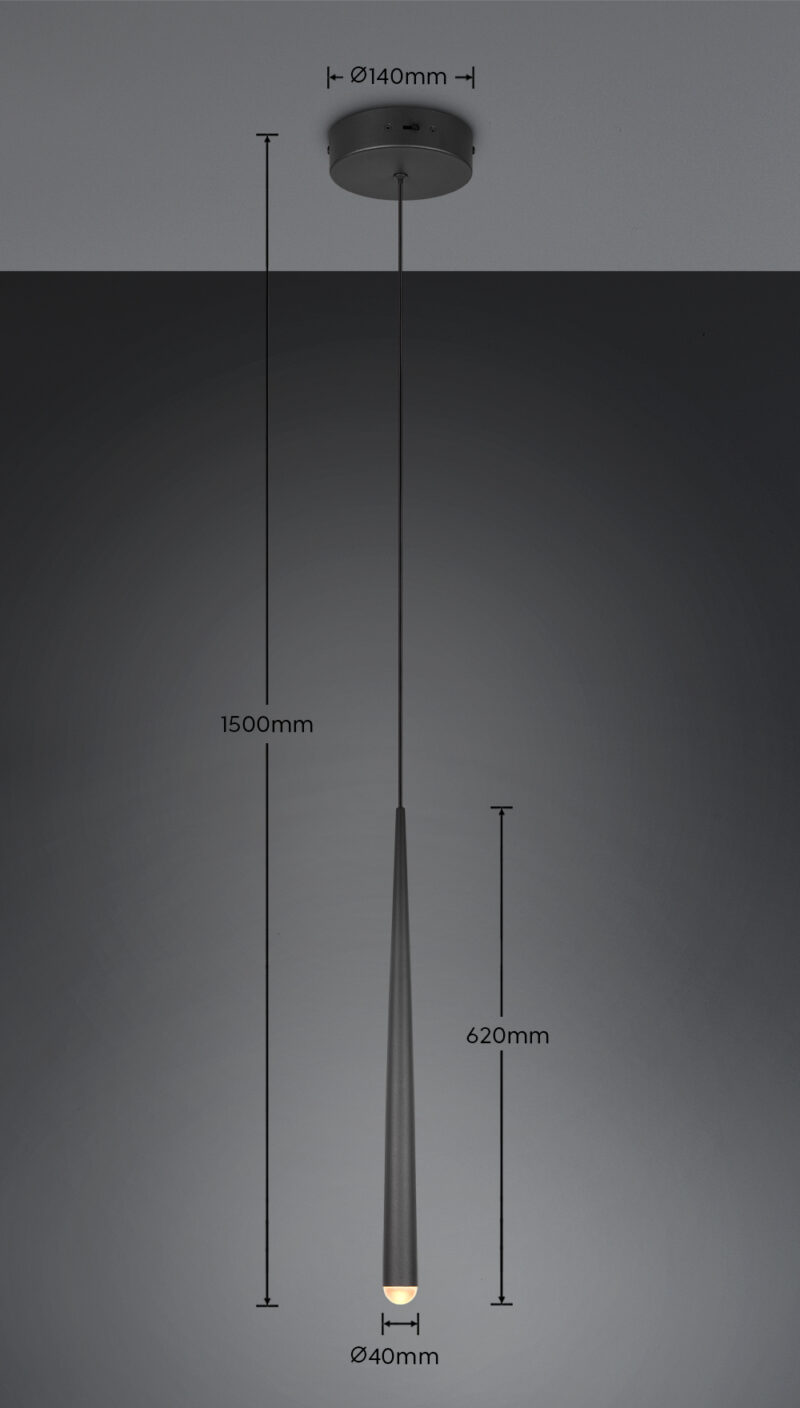 Trio Lighting CALA – 354810132 Κρεμαστό Φωτιστικό Spot LED 5.5W 550lm Step Dimmable CCT Μαύρο Ματ
