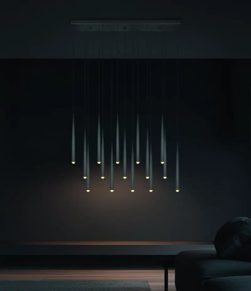 Κρεμαστό Φωτιστικό LED Ράγα με 15 Μαύρα Minimal Σποτ Trio Lighting 6750lm Step Dimmable 2300/3000/4000K – 354811532