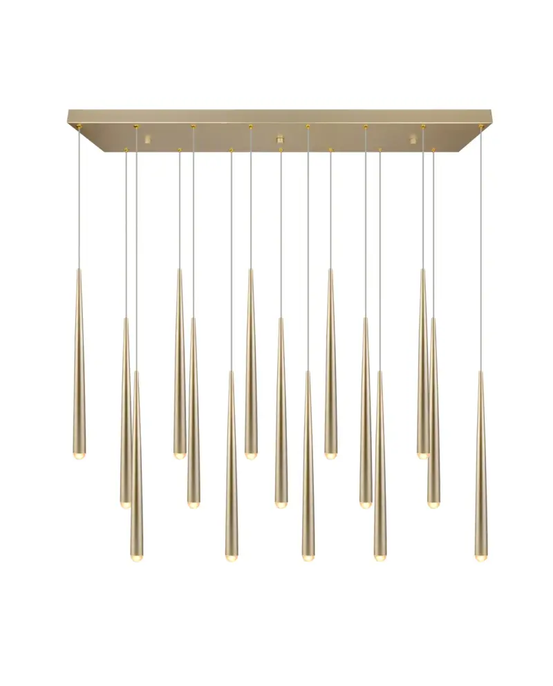 Κρεμαστό Φωτιστικό LED Ράγα με 15 Χρυσαφί Minimal Σποτ Trio Lighting 6750lm Step Dimmable 2300/3000/4000K – 354811579