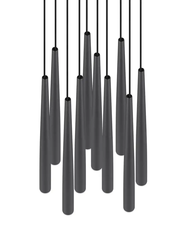 Κρεμαστό Φωτιστικό LED Ροζέτα με 10 Μαύρα Minimal Σποτ Trio Lighting 4500lm Step Dimmable 2300/3000/4000K – 354831032
