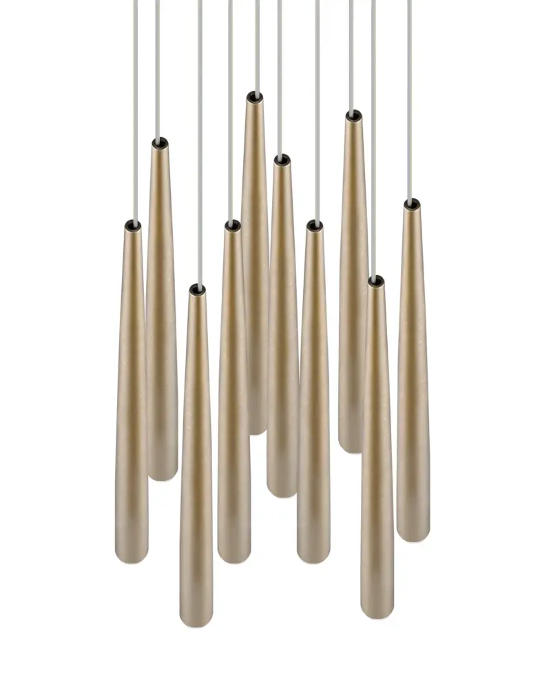 Κρεμαστό Φωτιστικό LED με 10 Χρυσαφί Minimal Σποτ Trio Lighting 4500lm Step Dimmable 2300/3000/4000K – 354831079