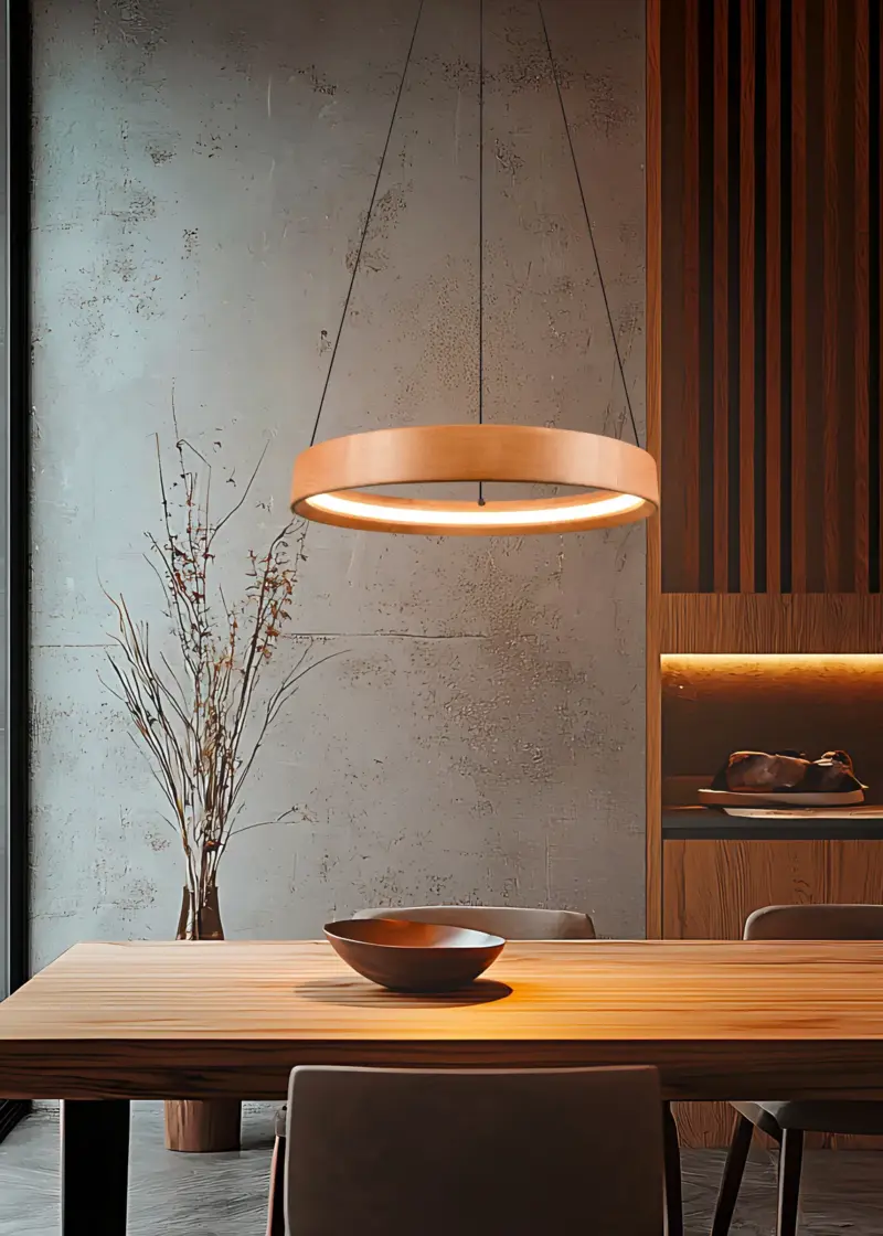 Κρεμαστό Φωτιστικό LED Κύκλος Φυσικό Ξύλο Φ50 Trio Lighting LED 28W 3300lm 3000K Step Dimmable – 355030130