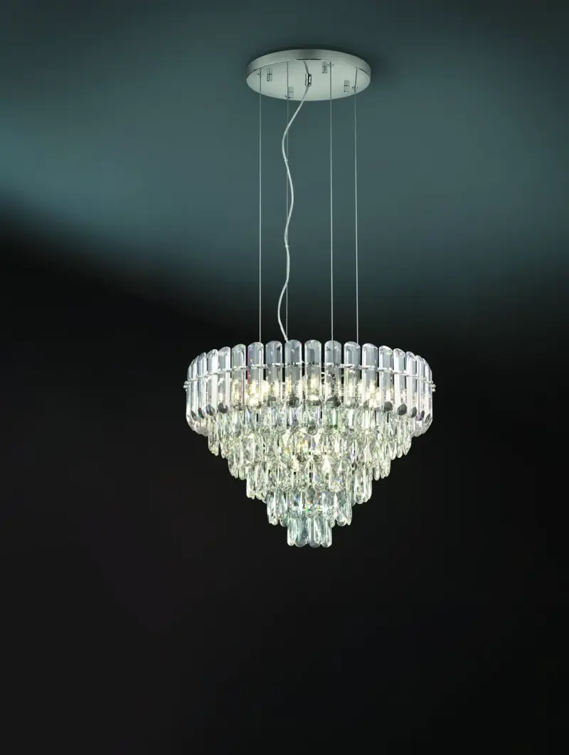 Trio Lighting – 367601206 Κρεμαστό Φωτιστικό Πολυέλαιος MALIZIA 12xE14 Χρώμιο & Κρύσταλλα Φ600