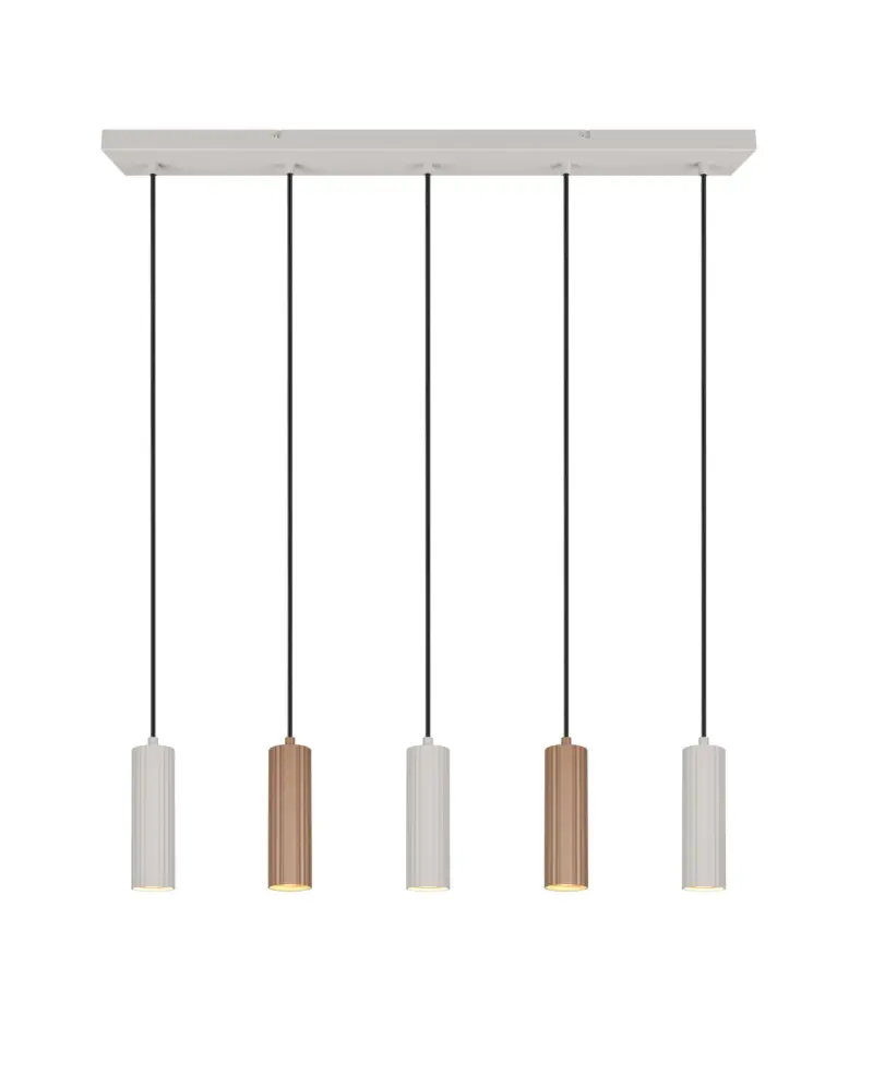 Κρεμαστό Φωτιστικό Ράγα Trio Lighting SOKA με 5xGU10 Γκρι & Καφέ Σποτ – 367700565