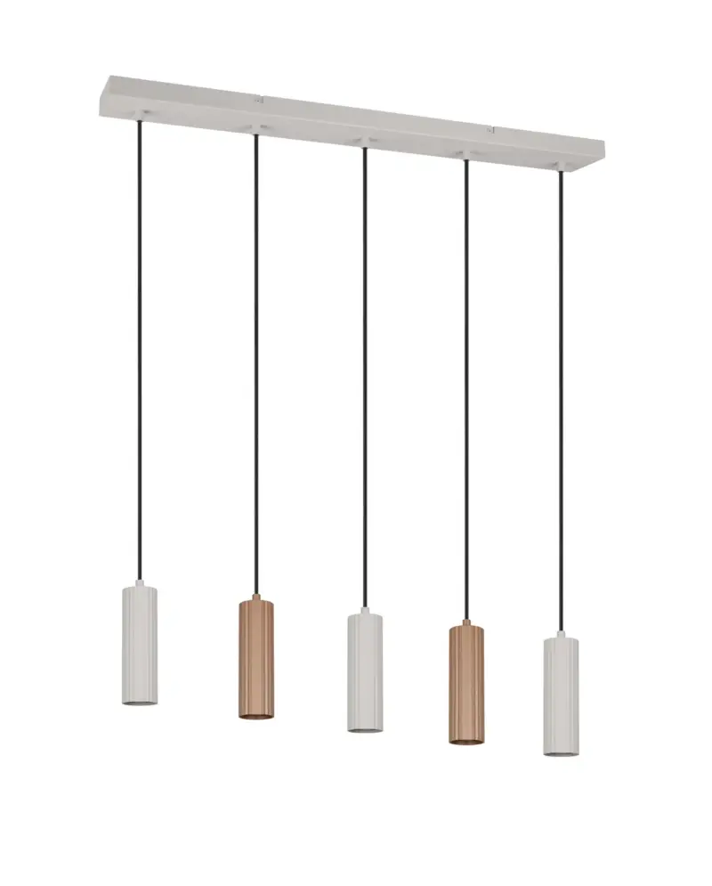 Κρεμαστό Φωτιστικό Ράγα Trio Lighting SOKA με 5xGU10 Γκρι & Καφέ Σποτ – 367700565