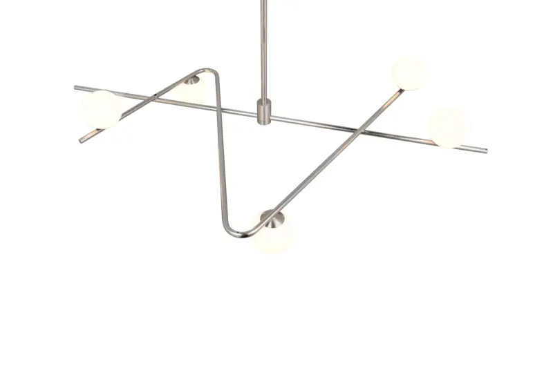 Trio Lighting Κρεμαστό Πολύφωτο Οροφής Νίκελ Ματ με 6xG9 Οπάλ Γυάλινες Μπάλες – 368900607