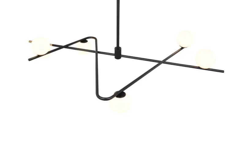 Trio Lighting Κρεμαστό Πολύφωτο Οροφής Μαύρο με 6xG9 Οπάλ Γυάλινες Μπάλες – 368900680