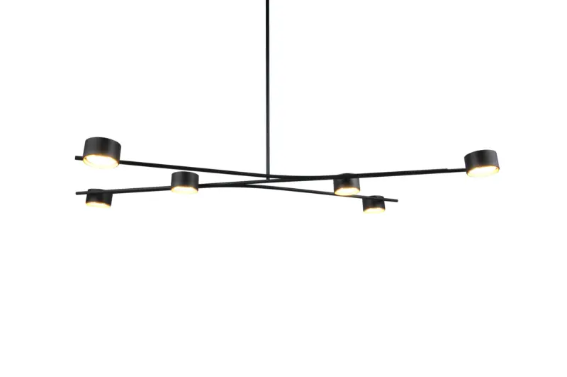 Κρεμαστό Φωτιστικό Coda Trio Lighting Μαύρο με Ρυθμιζόμενους Βραχίωνες Σποτ 6xGX53 – 369000680