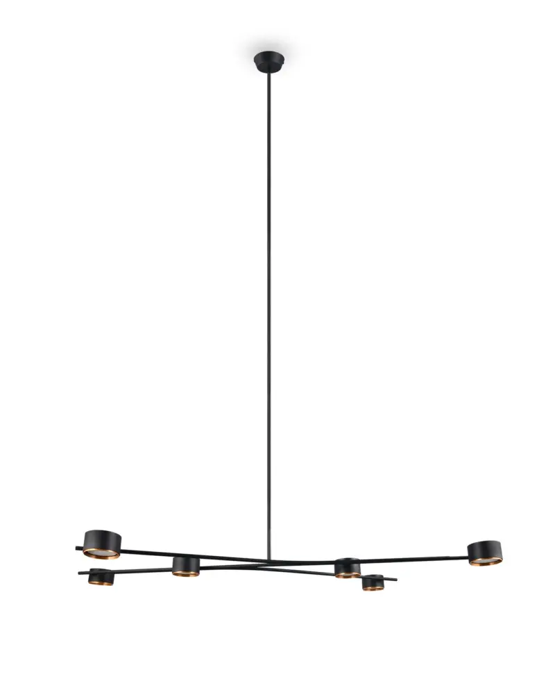 Κρεμαστό Φωτιστικό Coda Trio Lighting Μαύρο με Ρυθμιζόμενους Βραχίωνες Σποτ 6xGX53 – 369000680