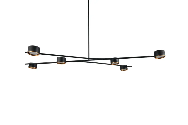 Κρεμαστό Φωτιστικό Coda Trio Lighting Μαύρο με Ρυθμιζόμενους Βραχίωνες Σποτ 6xGX53 – 369000680