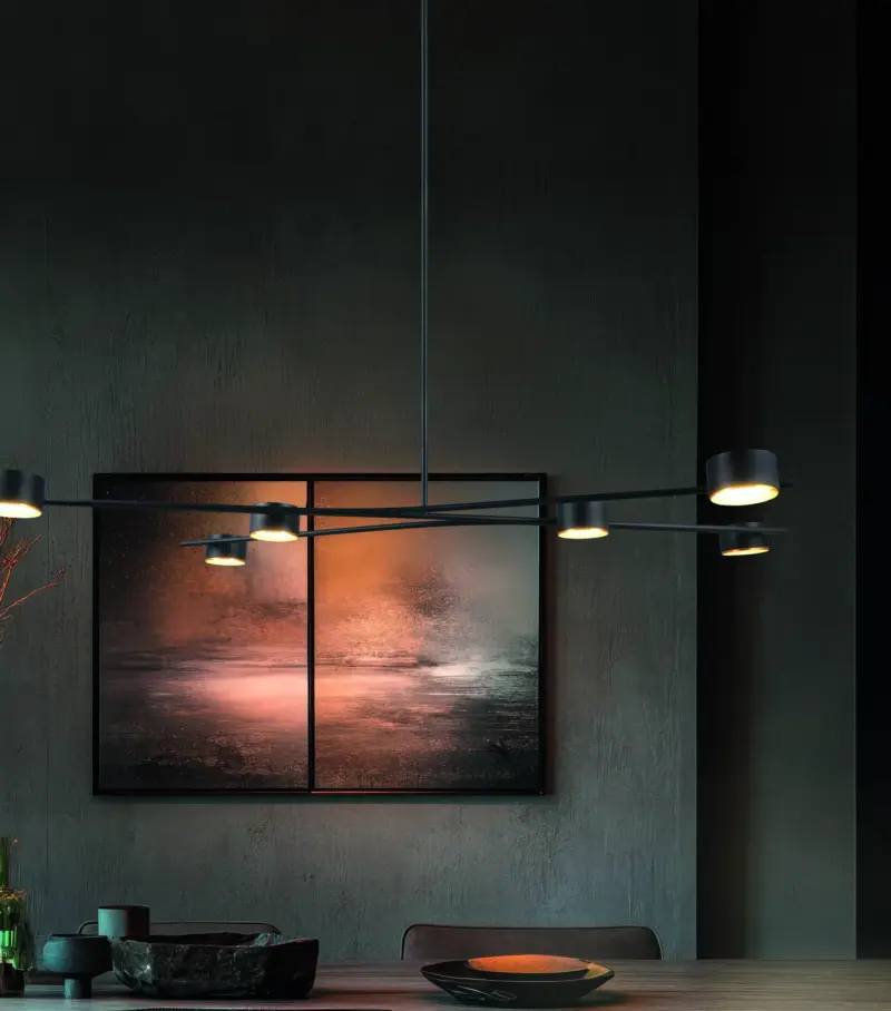 Κρεμαστό Φωτιστικό Coda Trio Lighting Μαύρο με Ρυθμιζόμενους Βραχίωνες Σποτ 6xGX53 – 369000680