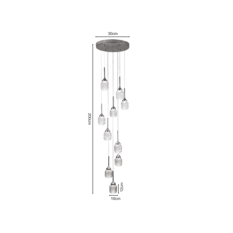 Inlight Κρεμαστό φωτιστικό LED 10*10W από χρυσαφί μέταλλο και ακρυλικό D:30x200cm (4077-10-Golden)