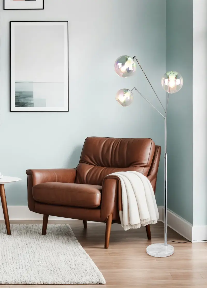 Φωτιστικό Δαπέδου Trio Lighting Νίκελ Βάση Λευκό Μάρμαρο με 3xE27 Γυάλινες Διάφανες Μπάλες – 416900306