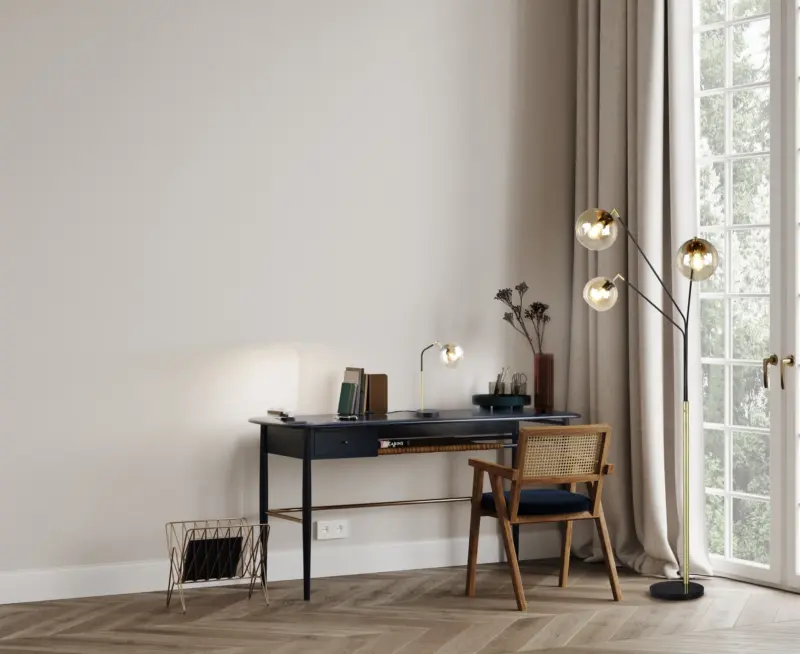 Φωτιστικό Δαπέδου Trio Lighting Μαύρο/Χρυσό με 3xE27 Γυάλινες Μελί Μπάλες – 416900380