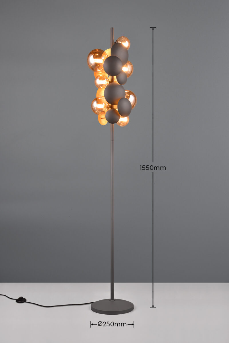 Trio Lighting Bubble 417400742 – Διακοσμητικό Φωτιστικό Δαπέδου 7xG9 Ανθρακί